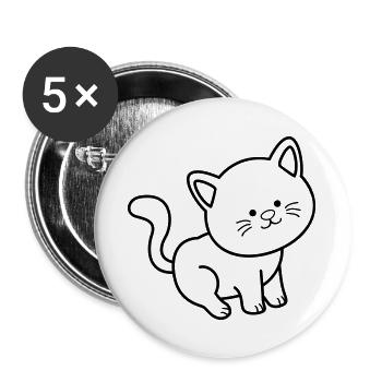 Chat Chat - Lot de 5 grands badges (56 mm) - blanc - Devant