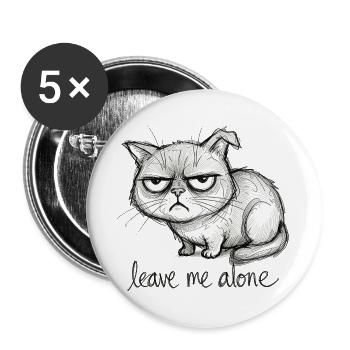 Doodle Cat - Buttons large 2.2''/56 mm (5-pack) - white - Front