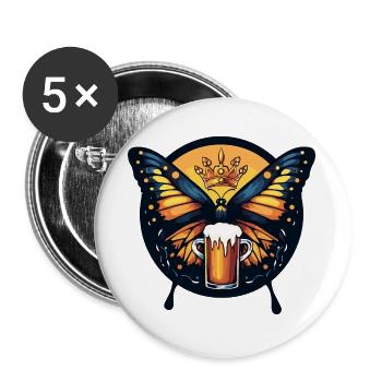 Bière Papillon Drôle - Lot de 5 grands badges (56 mm) - blanc - Devant
