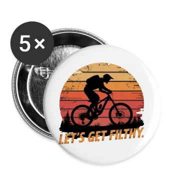 VTT, Descente, Action du cyclisme - Lot de 5 grands badges (56 mm) - blanc - Devant
