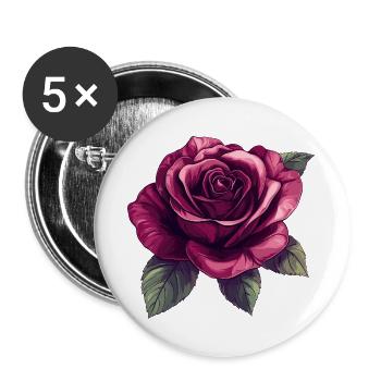 Dark Rose Blossom Illustration - Buttons large 2.2''/56 mm (5-pack) - white - Front