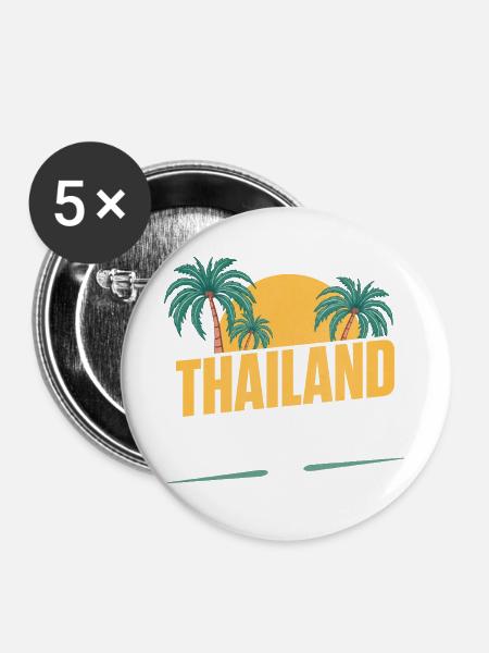 Thailand Party Crew - Buttons groß 56 mm (5er Pack) - Weiß