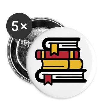 Bücherstapel Lesen BookTok Bunt - Buttons groß 56 mm (5er Pack) - Weiß - Vorne