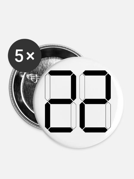 NUMMER 22 Zweiundzwanzig Geschenk Digital - Buttons groß 56 mm (5er Pack) - Weiß