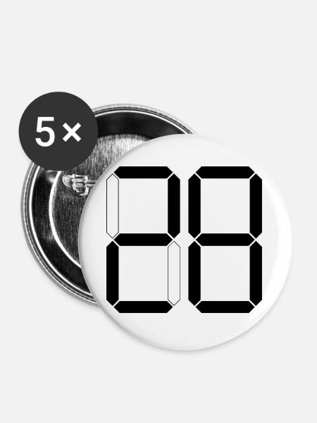 NUMMER 28 Achtundzwanzig Geschenk Digital - Buttons groß 56 mm (5er Pack) - Weiß
