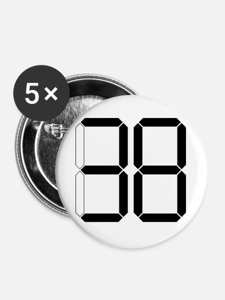 NUMMER 38 Achtunddreißig Geschenk Digital - Buttons groß 56 mm (5er Pack) - Weiß