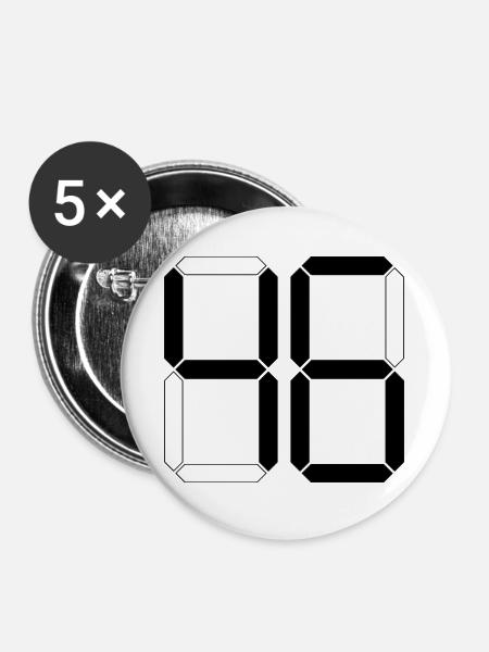 NUMMER 46 Sechsundvierzig Geschenk Digital - Buttons groß 56 mm (5er Pack) - Weiß