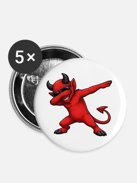 Dabbing Teufel - Buttons groß 56 mm (5er Pack) - Weiß