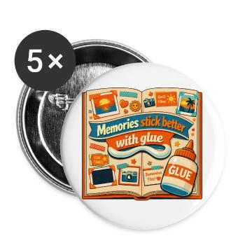 Erinnerungen kleben | Scrapbooking - Buttons groß 56 mm (5er Pack) - Weiß - Vorne