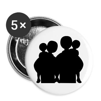 Silhouette familiale Les parents Enfants aiment ensemble - Lot de 5 grands badges (56 mm) - blanc - Devant