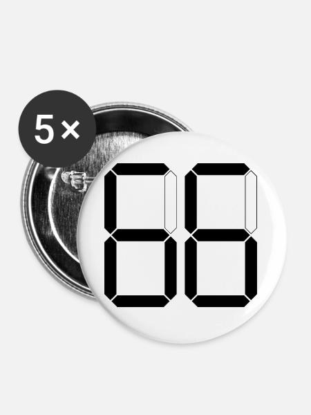 NUMMER 66 Sechsundsechzig Geschenk Digital - Buttons groß 56 mm (5er Pack) - Weiß