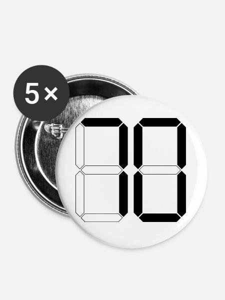 NUMMER 70 Siebzig Geschenk Digital - Buttons groß 56 mm (5er Pack) - Weiß