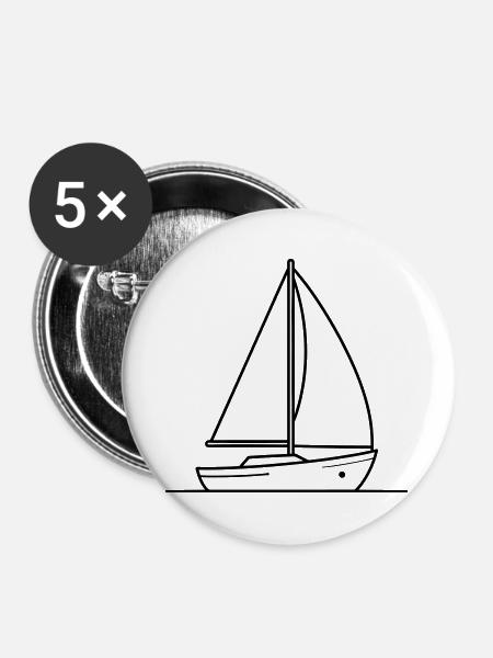 Segelschiff - Buttons groß 56 mm (5er Pack) - Weiß