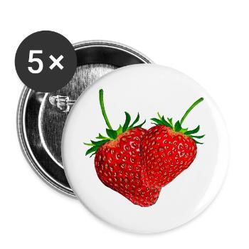 Fraises - Lot de 5 grands badges (56 mm) - blanc - Devant