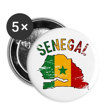 Senegal Flagge Landkarte Silhouette used - Buttons groß 56 mm (5er Pack) - Weiß - Vorne