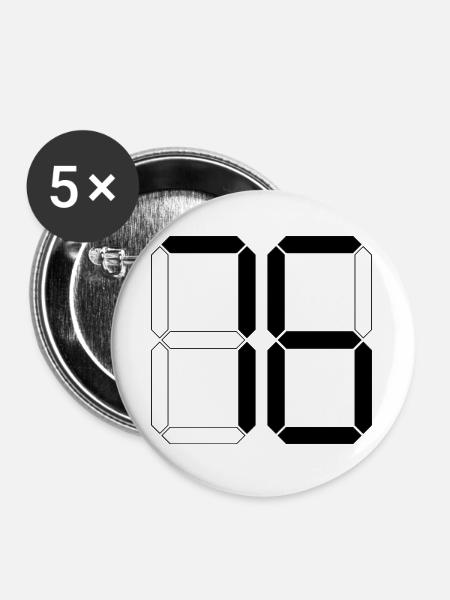 NUMMER 76 Sechsundsiebzig Geschenk Digital - Buttons groß 56 mm (5er Pack) - Weiß