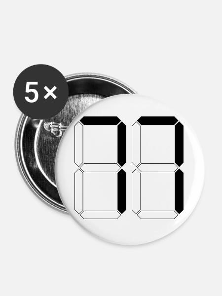 NUMMER 77 Siebenundsiebzig Geschenk Digital - Buttons groß 56 mm (5er Pack) - Weiß