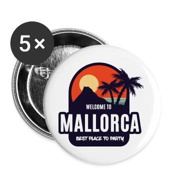 Welcome to Mallorca Party Sunset - Buttons groß 56 mm (5er Pack) - Weiß - Vorne