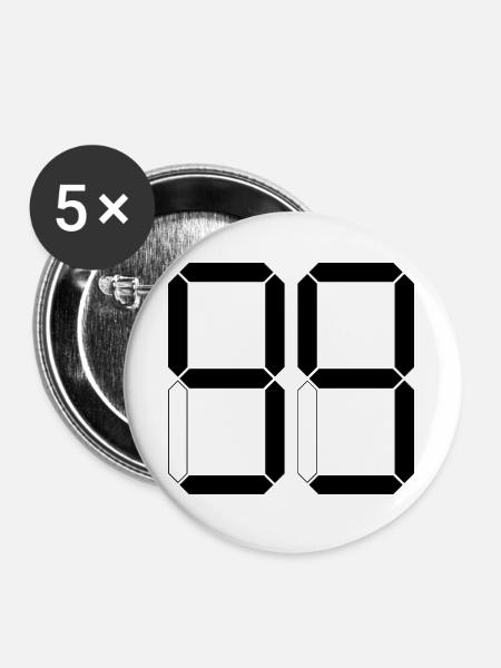 NUMMER 99 Neunundneunzig Geschenk Digital - Buttons groß 56 mm (5er Pack) - Weiß