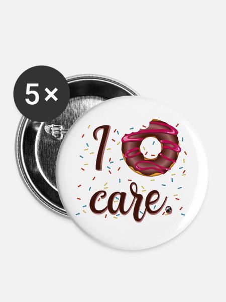 Glasierte Donut Abbildung mit Inschrift - Buttons groß 56 mm (5er Pack) - Weiß