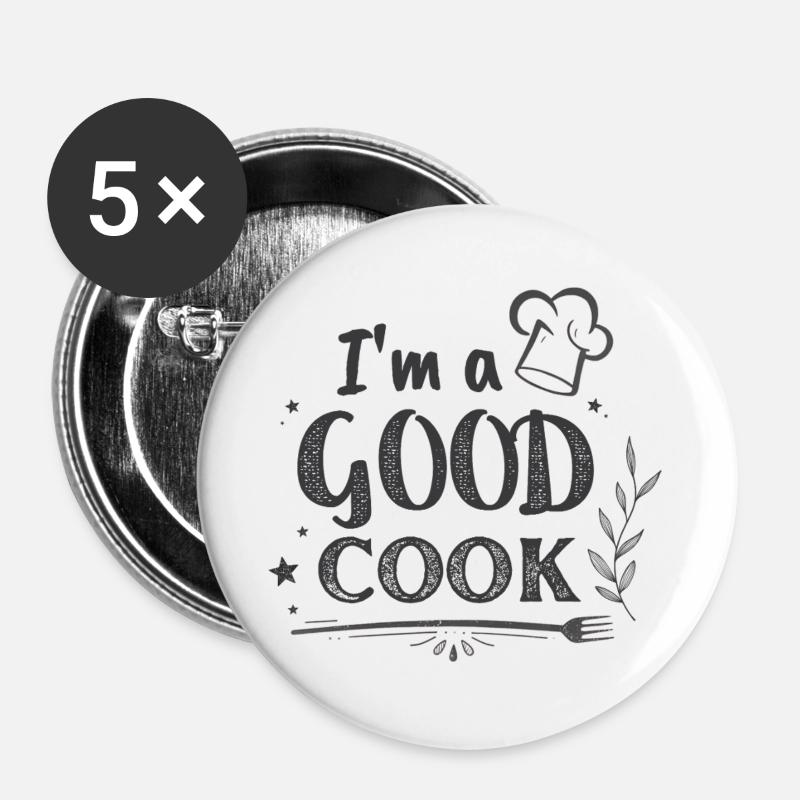 Im a GOOD COOK Chef Chalk - Buttons large 2.2''/56 mm (5-pack) - white