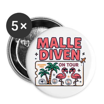 Malle Divas en tournée Fête féminine Flamingo à Majorque - Lot de 5 grands badges (56 mm) - blanc - Devant
