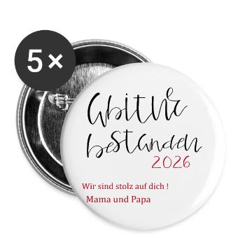 Abitur bestanden - Buttons groß 56 mm (5er Pack) - Weiß - Vorne