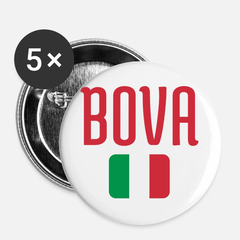 BOVA Italian Flag - Buttons large 2.2''/56 mm (5-pack) - white