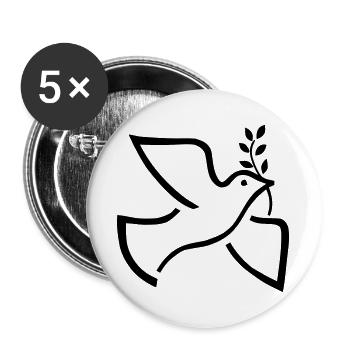Colombe de la Paix – Symbole de la Paix et de l’Espoir - Lot de 5 grands badges (56 mm) - blanc - Devant