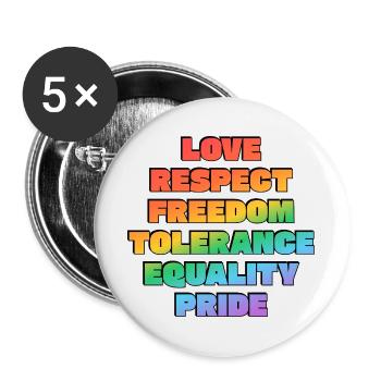 Rainbow Pride Values - Buttons large 2.2''/56 mm (5-pack) - white - Front