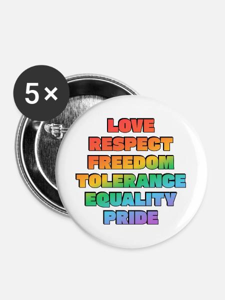 Regenbogenstolz-Werte - Buttons groß 56 mm (5er Pack) - Weiß
