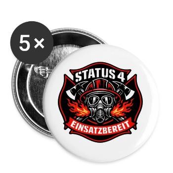 Status 4 Einsatzbereit Logo - Buttons groß 56 mm (5er Pack) - Weiß - Vorne