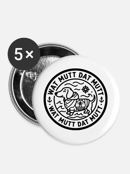 wat mutt dat mutt dackel - Buttons groß 56 mm (5er Pack) - Weiß