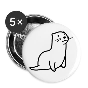 loutre - Lot de 5 grands badges (56 mm) - blanc - Devant