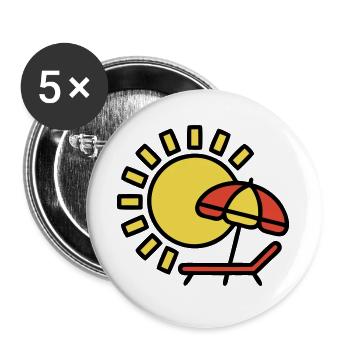 Chaise longue plage Sun Parasol Vacances d’été - Lot de 5 grands badges (56 mm) - blanc - Devant