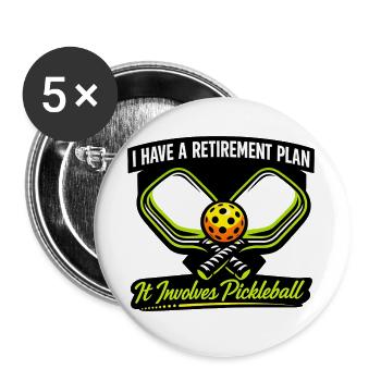 Plan de retraite : Pickleball - Lot de 5 grands badges (56 mm) - blanc - Devant