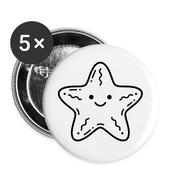 Étoile de mer - Lot de 5 grands badges (56 mm) - blanc - Devant