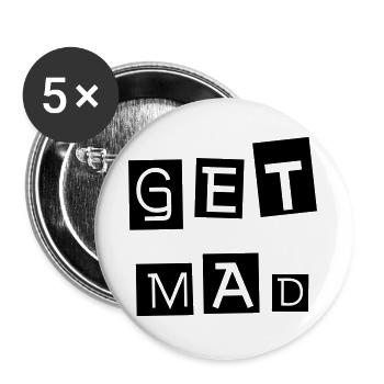 WERDE WÜTEND Werde wütend Sei ein rebellischer Nonkonformist - Buttons groß 56 mm (5er Pack) - Weiß - Vorne