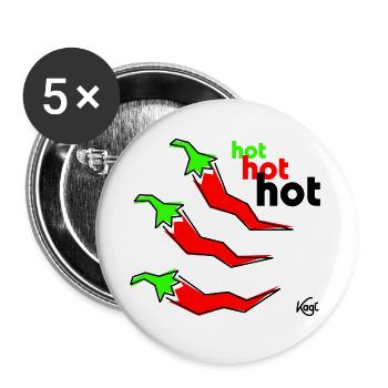 Pepperoni hot - Buttons groß 56 mm (5er Pack) - Weiß - Vorne