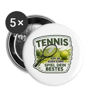 Tennis – Spiel dein Bestes - Buttons groß 56 mm (5er Pack) - Weiß - Vorne