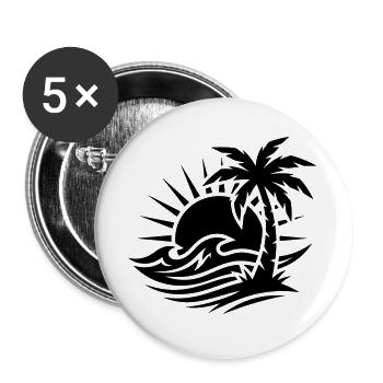 Palm Tree Beach Ocean - Buttons large 2.2''/56 mm (5-pack) - white - Front