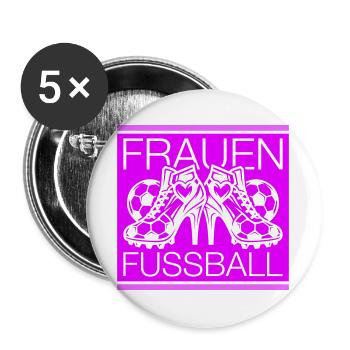Frauenfussball Fussballschuhe Symbol - Buttons groß 56 mm (5er Pack) - Weiß - Vorne