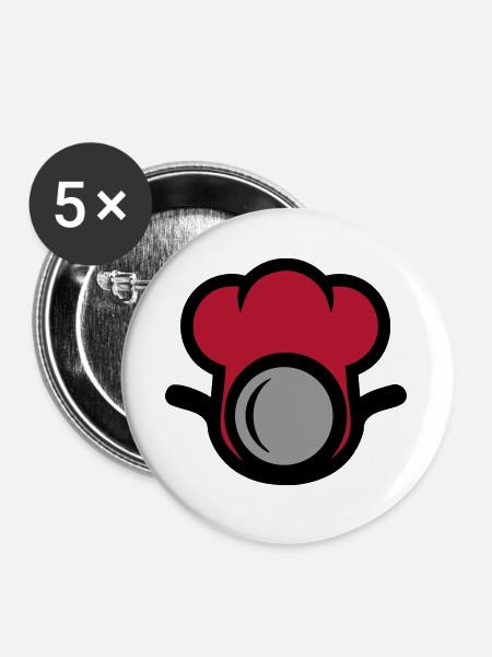 Kochmütze Restaurant Küchenchef Catering - Buttons groß 56 mm (5er Pack) - Weiß