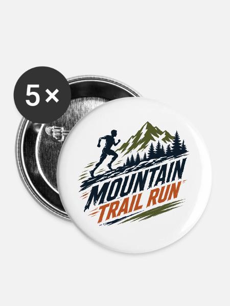 Mountain Trail Run - Buttons groß 56 mm (5er Pack) - Weiß