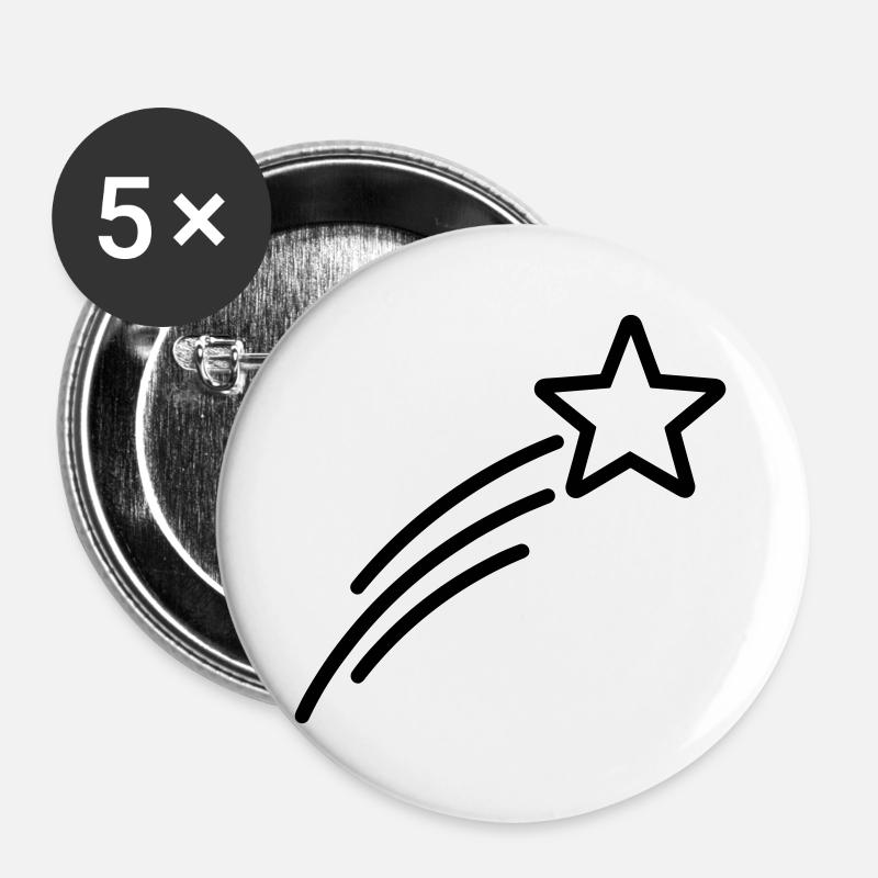 shooting star - Buttons large 2.2''/56 mm (5-pack) - white