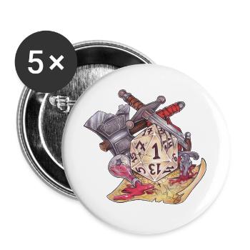 Role Playing Game Tabletop D20 Dice Gift Fail - Buttons large 2.2''/56 mm (5-pack) - white - Front