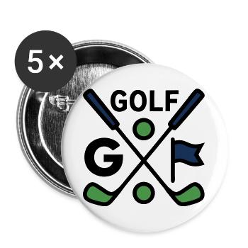 Golfschläger Golfsport Golfclub Herrenausflug - Buttons groß 56 mm (5er Pack) - Weiß - Vorne