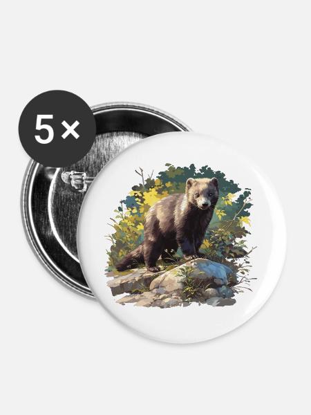 Nerze Nerz - Buttons groß 56 mm (5er Pack) - Weiß