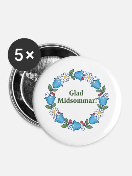 Frohes Mittsommerblumenkranz - Buttons groß 56 mm (5er Pack) - Weiß