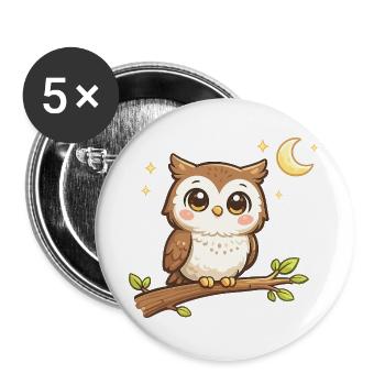 Nocturnal Owl Friend - Buttons large 2.2''/56 mm (5-pack) - white - Front